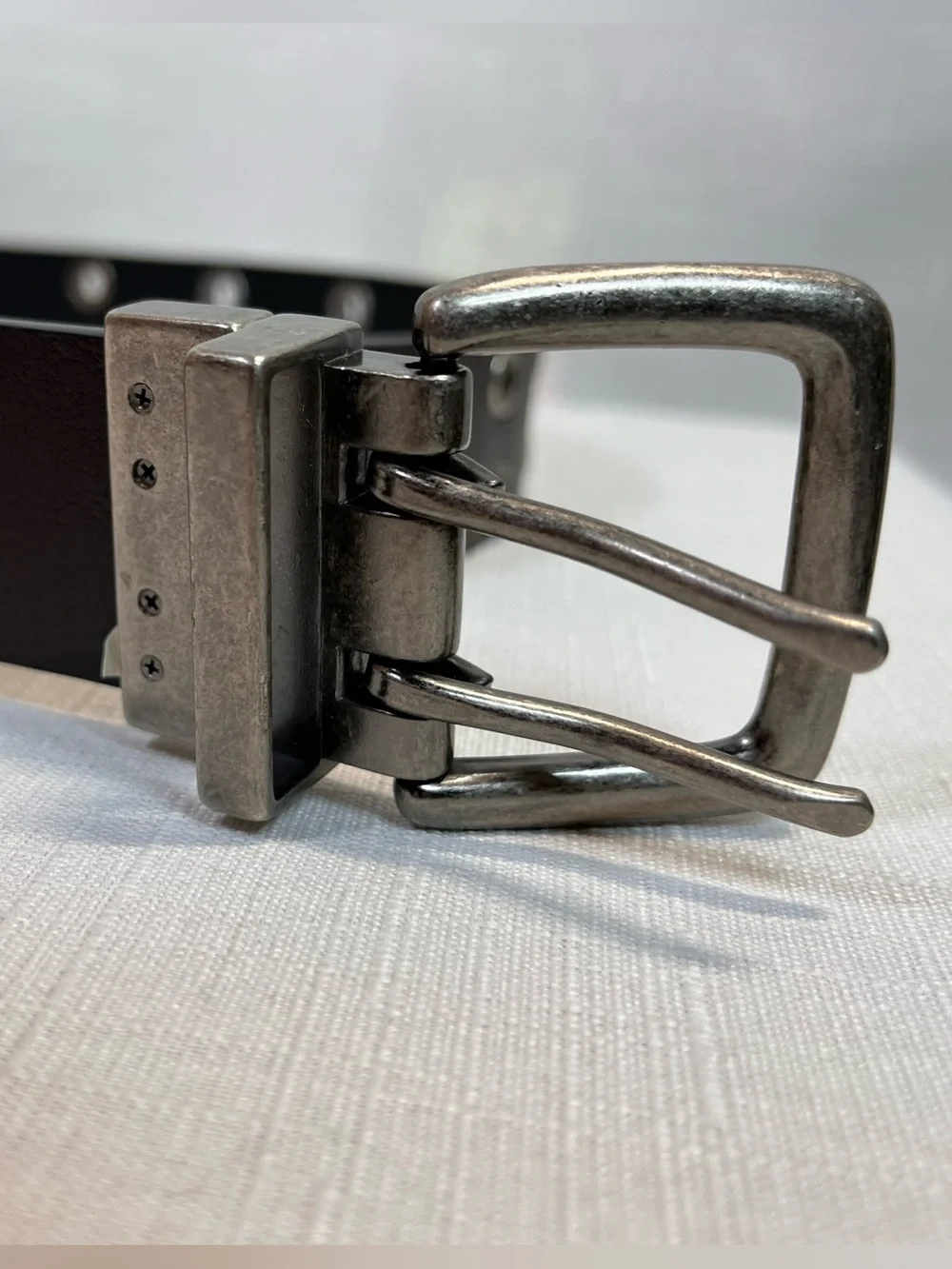 Reversible Black Brown Double Grommet Belt XL 42-46 Rotating Buckle Punk Y2K